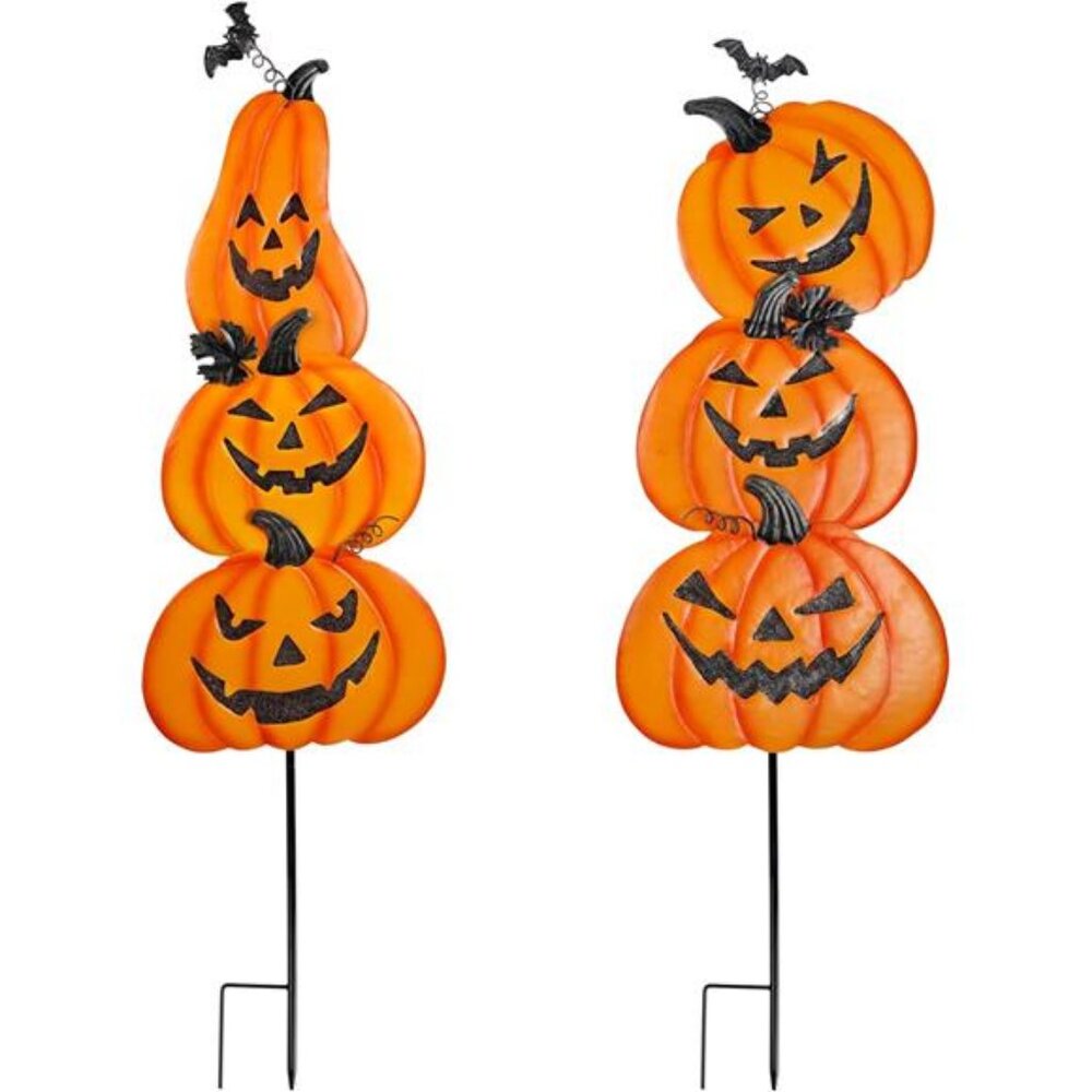 2 Pack Halloween Yard Decoration Stakes Trick or Treat Happy Halloween Yard